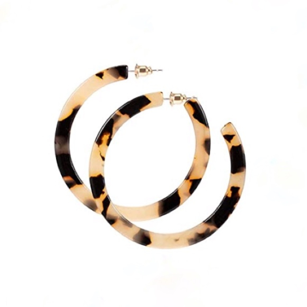 Acrylic Resin Tortoise Shell Hoop Earrings